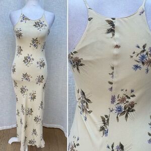 Y2K Urban Life ivory purple blue floral pattern slip on dress
